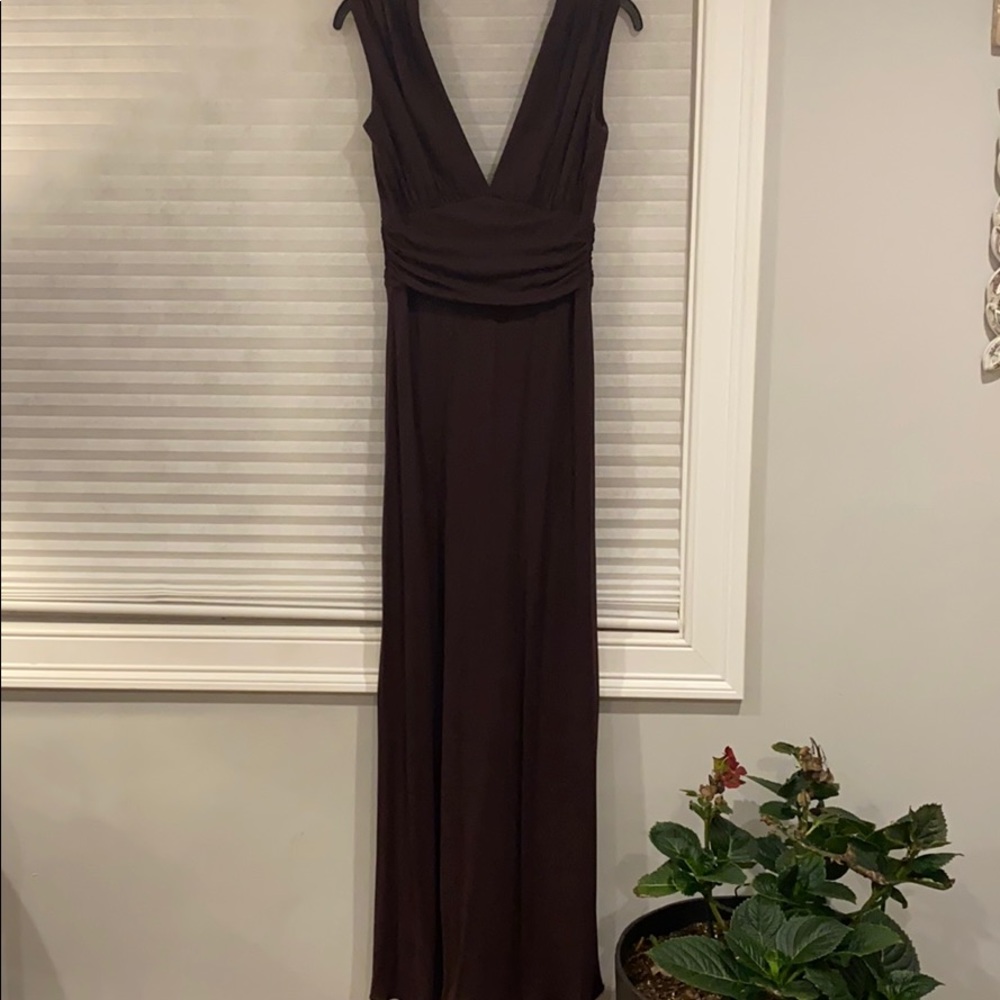 Chocolate plunge neck gown sz 8p (but not really)